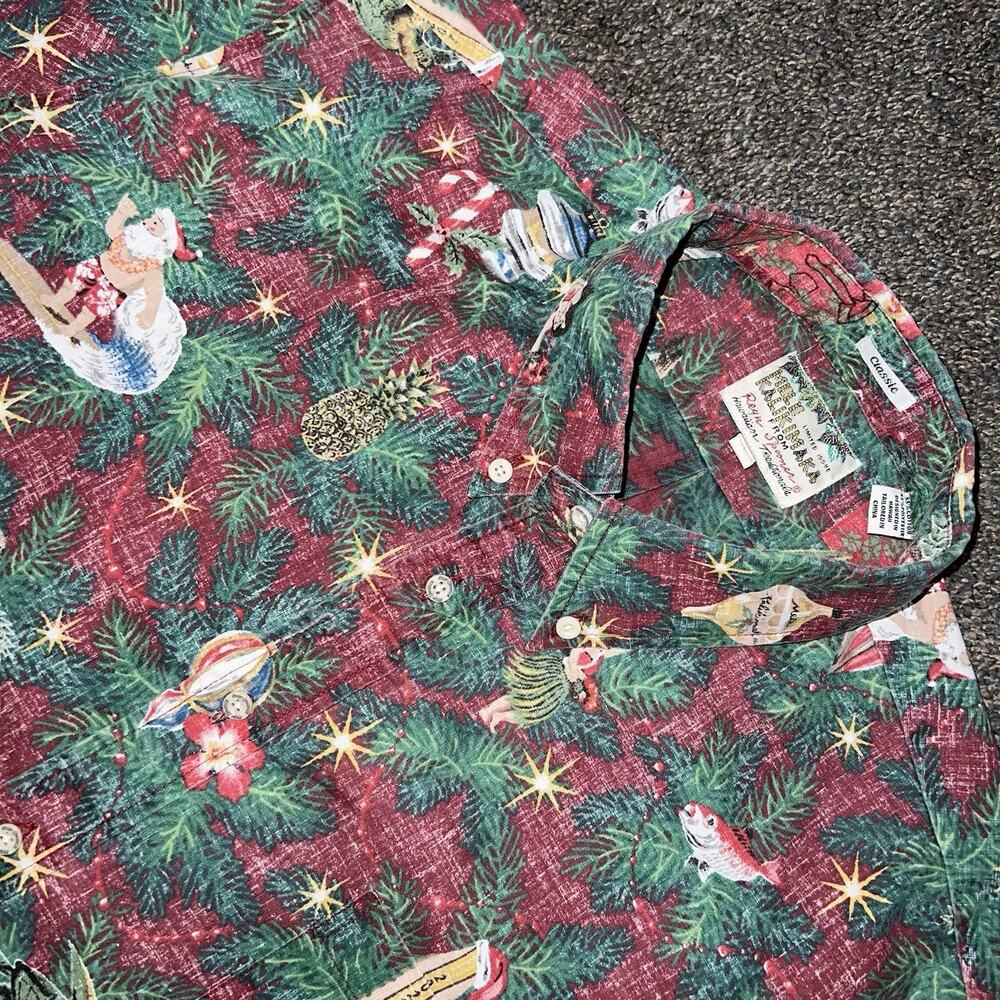 Limited Edition Mele Kalikimaka Reyn Spooner Christmas Button Down Shirt Mens XL
